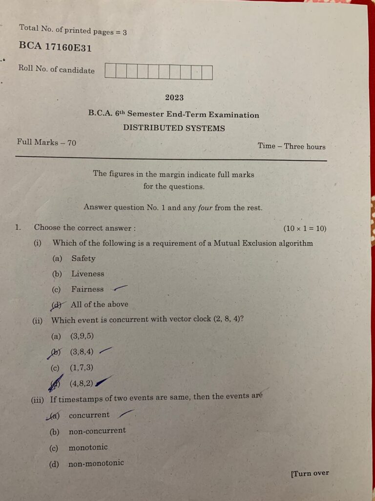 Distributed System Question Paper BCA | Question Paper Distributed ...