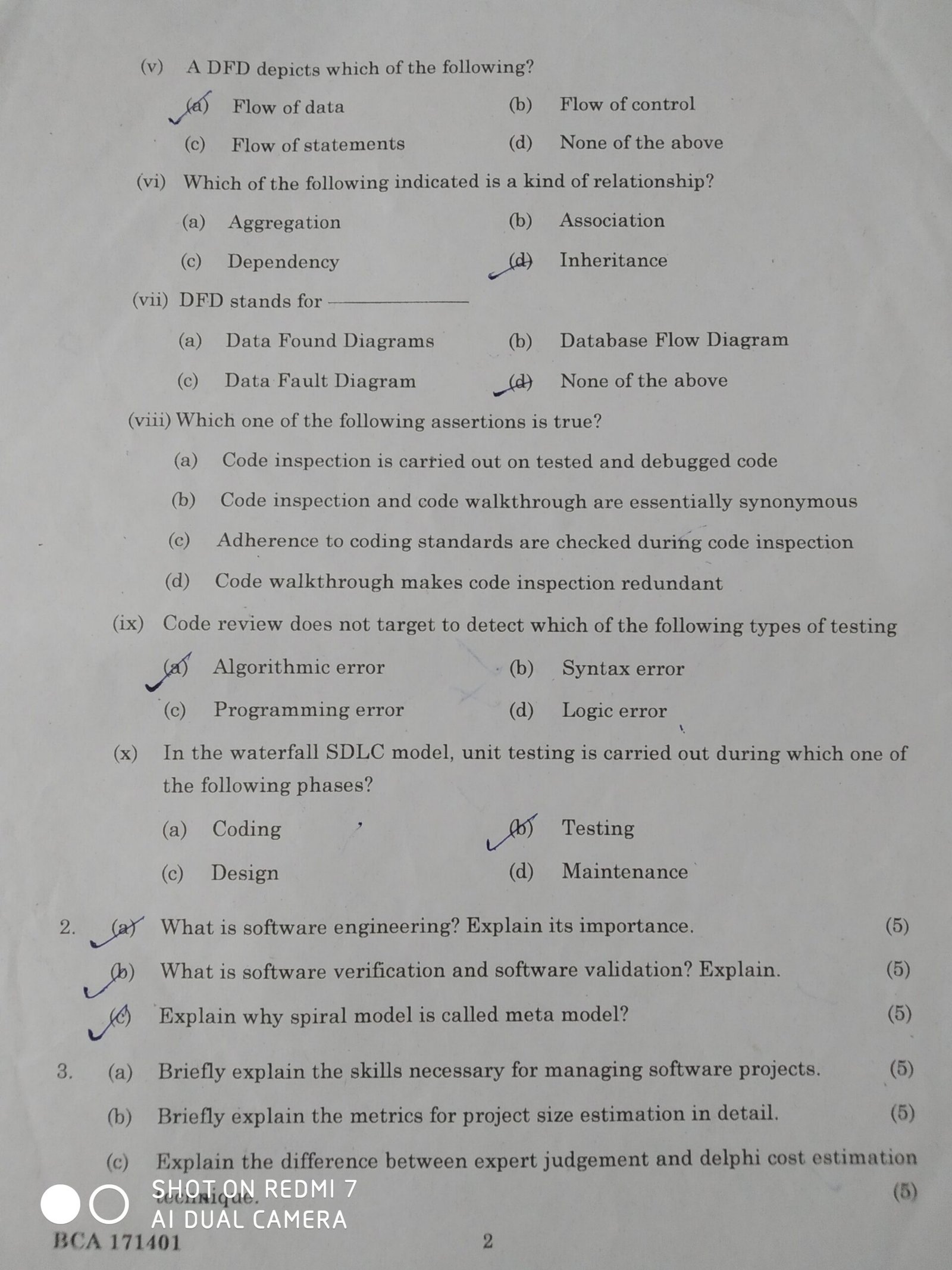 Software Engineering Question Paper 2023 | Question Paper Software ...