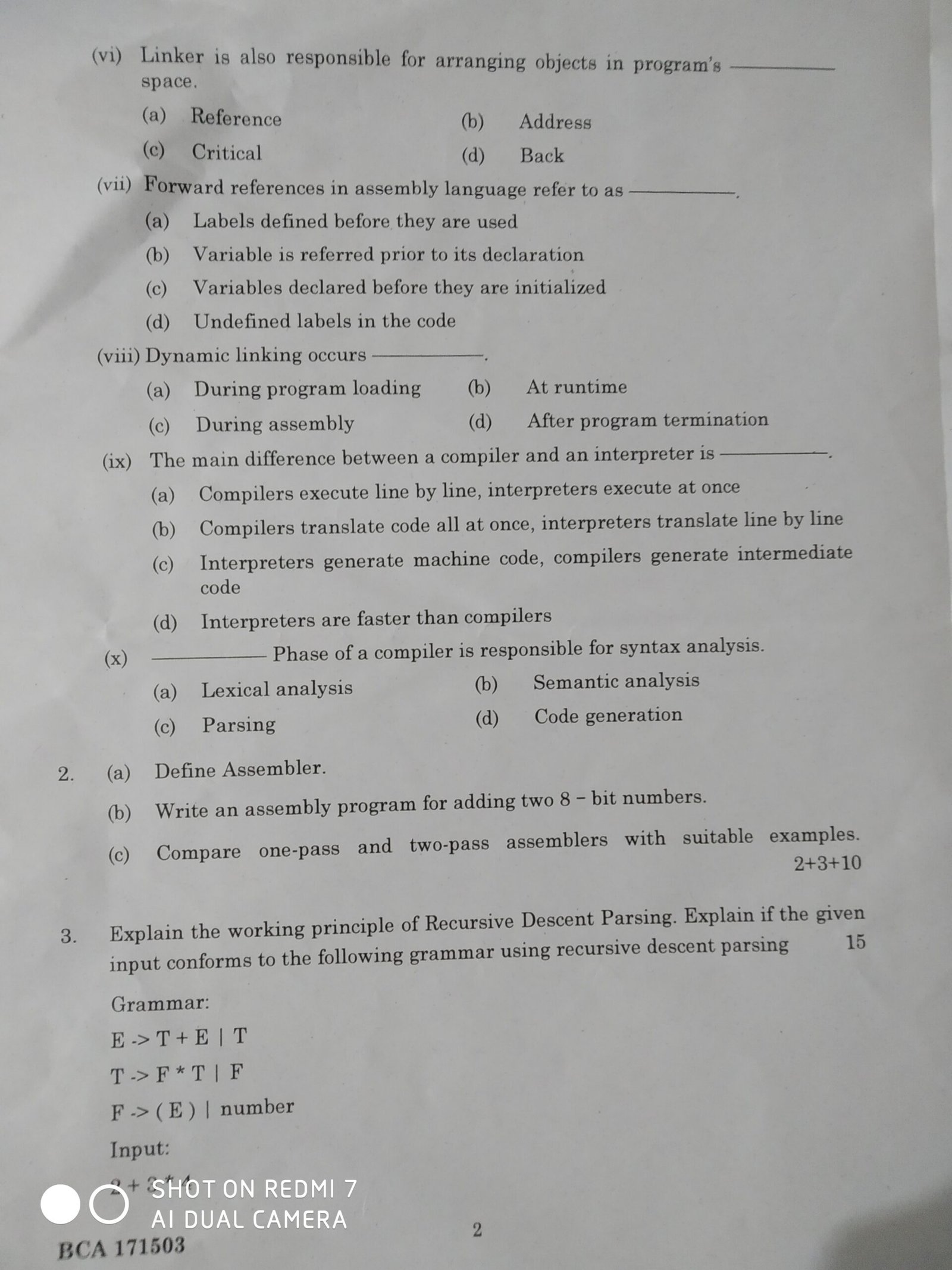 System Software Question Paper | System Software Question Paper BCA ...