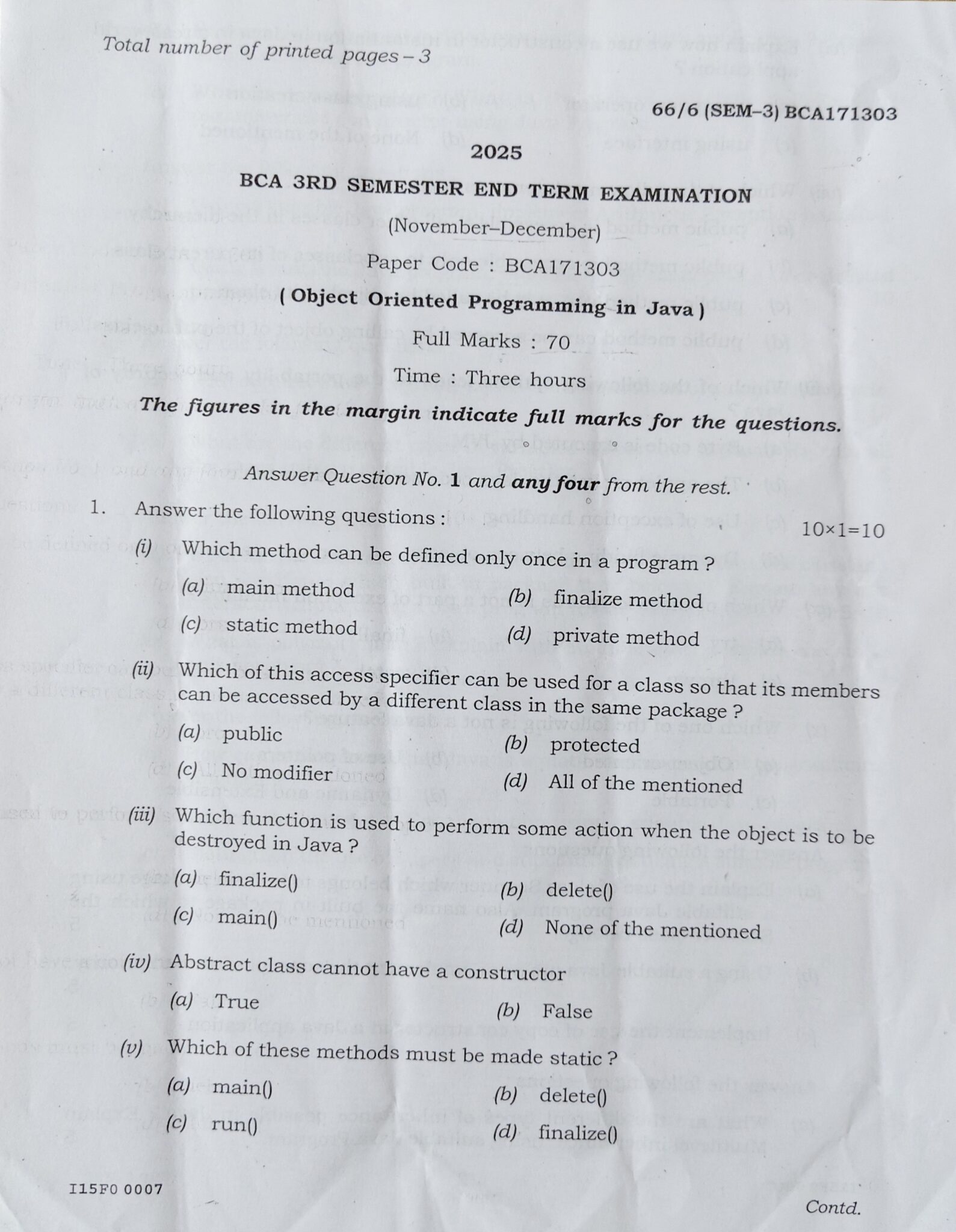 Question Paper JAVA| JAVA question Paper BCA|BCA JAVA question Paper ...
